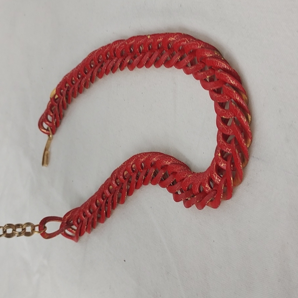 Chunky chain metal choker necklace red gold retro chain necklace unisex - Picture 7 of 16